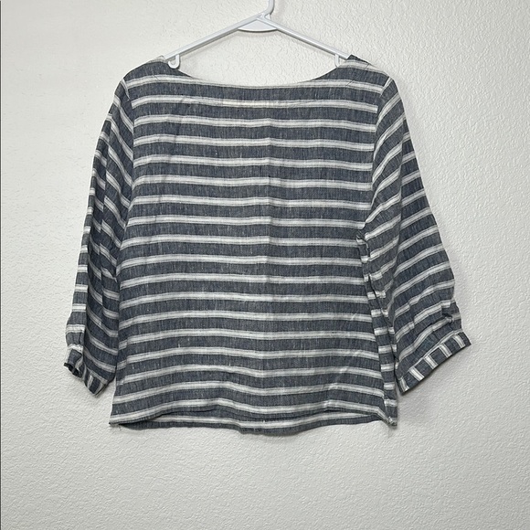 Linen Striped Navy and White Top L - Picture 2 of 5